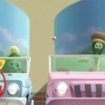 Two VeggieTales characters drive open-top jeeps in a colorful scene, celebrating the 30th anniversary logo in the corner.