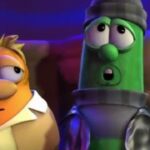 Two cartoon vegetables sit together with sleepy, puzzled expressions.