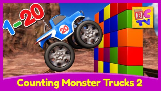 Counting Monster Trucks 2 | Learn to count from to 1 to 20 for Kids - Kingdom Kids Zone, Little Learners - Brain Candy TV