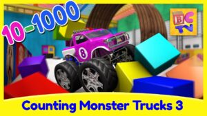 Counting Monster Trucks 3 | Learn to Count From 10 to 1000 for Kids - Kingdom Kids Zone, Little Learners - Brain Candy TV