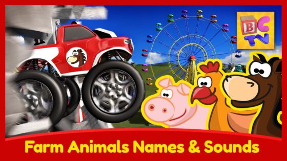 Learn Names & Sounds of Farm Animals with Monster Trucks at the Carnival - Kingdom Kids Zone, Little Learners - Brain Candy TV