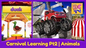 Farm Animals for Kids Pt 2 – Learn the Names and Sounds with Monster Trucks & a Carnival Game - Kingdom Kids Zone, Little Learners - Brain Candy TV