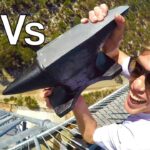 Thumbnail showing a man on a metal tower gripping a large metal tool, with a refrigerator image on the left and a bold 'Vs' between them to indicate a comparison video.
