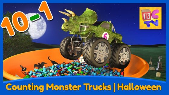 Counting Monster Trucks – Halloween Edition | Learn to Count Backwards from 10-1 for Kids - Kingdom Kids Zone, Little Learners - Brain Candy TV