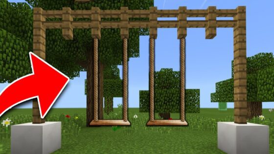 How to Make a WORKING SWING in Minecraft Tutorial! (Pocket Edition, PS4, Xbox, Switch, PC) - Gameplay, Kingdom Kids Zone, Minecraft - EYstreem