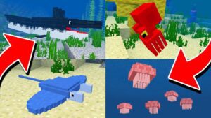 NEW OCEAN MOBS UPDATE for Minecraft! SHARKS, STINGRAYS, CRABS! - Gameplay, Kingdom Kids Zone, Minecraft - EYstreem