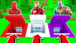 DO NOT CHOOSE THE WRONG SECRET BASE! (Spiderman, Iron Man, Thanos) - Gameplay, Kingdom Kids Zone, Minecraft - EYstreem