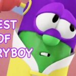 Thumbnail featuring LarryBoy, a purple and green cartoon superhero, with the words 'BEST OF LARRYBOY' in purple outline text on a pink background.