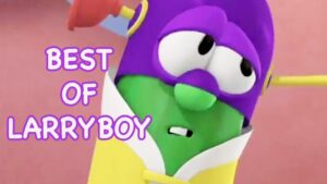 Thumbnail featuring LarryBoy, a purple and green cartoon superhero, with the words 'BEST OF LARRYBOY' in purple outline text on a pink background.