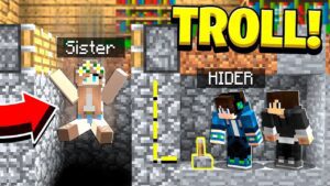 TROLLING MY LITTLE SISTER IN HIDE AND SEEK in Minecraft! - Gameplay, Kingdom Kids Zone, Minecraft - EYstreem