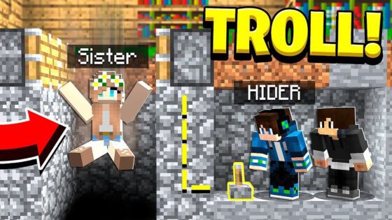 TROLLING MY LITTLE SISTER IN HIDE AND SEEK in Minecraft! - Gameplay, Kingdom Kids Zone, Minecraft - EYstreem
