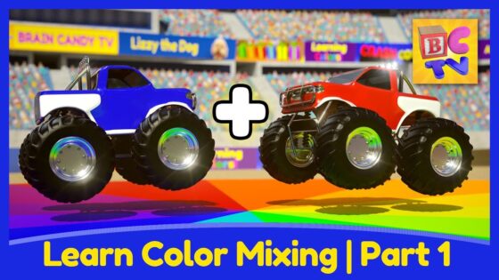 Learn Color Mixing with Monster Trucks | Educational Video for Kids by Brain Candy TV - Kingdom Kids Zone, Little Learners - Brain Candy TV