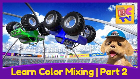 Learn Color Mixing with Monster Trucks Part 2 | Educational Video for Kids - Kingdom Kids Zone, Little Learners - Brain Candy TV
