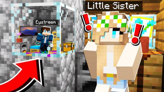 I Built a TINY SECRET BASE In My LITTLE SISTER'S HOUSE in Minecraft! - Gameplay, Kingdom Kids Zone, Minecraft - EYstreem
