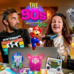 Thumbnail of two hosts in a 90s nostalgia setup, with Mario, boombox, Tamagotchi and vintage toys floating around them.