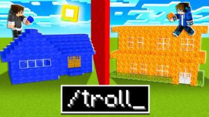 LAVA vs WATER HOUSE TROLL Build Battle in Minecraft! - Gameplay, Kingdom Kids Zone, Minecraft - EYstreem