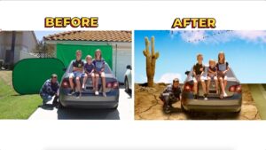 Before and After: Green Screen outside - Kingdom Kids Zone, Seed of Faith - What's the Scoop? Kids Bible News!