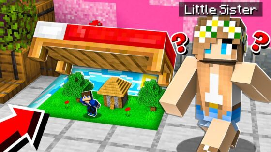 I Built a TINY Base Under My LITTLE SISTER’s BED in Minecraft! - Gameplay, Kingdom Kids Zone, Minecraft - EYstreem
