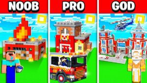 NOOB vs PRO vs GOD: FIREFIGHTER CHALLENGE in Minecraft! - Gameplay, Kingdom Kids Zone, Minecraft - EYstreem