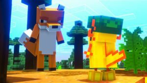 Axolotl vs Fox Dance Battle in Minecraft #Shorts - Gameplay, Kingdom Kids Zone, Minecraft - EYstreem
