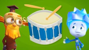 Nolik learns to Drum | The Fixies | Cartoons for Children - Kingdom Kids Zone, Little Learners - The Fixies