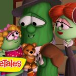 VeggieTales thumbnail: green vegetable characters with a teddy bear, logo bottom left, and a 15 min badge top right.