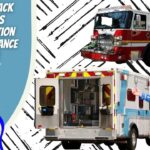 Thumbnail showing Cowboy Jack exploring a fire station and ambulance, with a cartoon cowboy logo on the left and a real cowboy posing beside a fire truck and an ambulance on a patterned background.