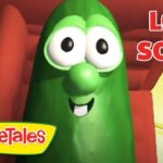 Green VeggieTales cucumber character smiling with 'LOVE SONGS' in red letters on the thumbnail.
