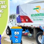 Colorful banner promoting recycling; a truck with Texas recycling logo, a waving cartoon recycling bin, and a cowboy mascot beside a smiling man in a hat.