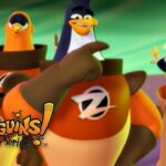 Promo image for 3-2-1 Penguins! The Series featuring penguin characters in orange outfits with a boy wearing glasses in the foreground.