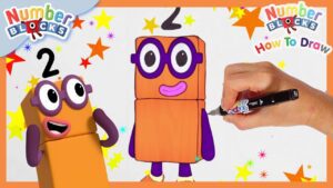 How to draw Numberblock Two | Drawing Tutorial for Kids | @Numberblocks - Kingdom Kids Zone, Little Learners - Numberblocks