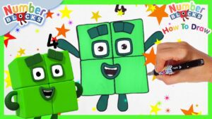 How to draw Numberblock Four | Drawing Tutorial for Kids | @Numberblocks - Kingdom Kids Zone, Little Learners - Numberblocks