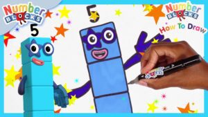 How to draw Numberblock Five | Drawing Tutorial for Kids | @Numberblocks - Kingdom Kids Zone, Little Learners - Numberblocks