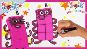 How to draw Numberblock Eight | FUN Drawing Tutorial for Kids | @Numberblocks - Kingdom Kids Zone, Little Learners - Numberblocks
