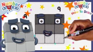 How to draw Numberblock Nine | Drawing Tutorial for Kids | Learn to Count | @Numberblocks - Kingdom Kids Zone, Little Learners - Numberblocks