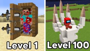 Scary Minecraft Build Hacks From Level 1 to Level 100 - Gameplay, Kingdom Kids Zone, Minecraft - EYstreem