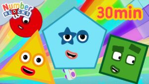 Geometry Fun Compilation for Kids! | Learn to count | Colourful Maths 123 | @Numberblocks - Kingdom Kids Zone, Little Learners - Numberblocks