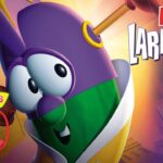 Meet LarryBoy banner from VeggieTales showing LarryBoy's purple head, with 'Meet LarryBoy' and '30th Anniversary' text.