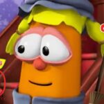 Laura Carrot from VeggieTales, shown with blond pigtails and a friendly expression, with the title 'Meet Laura Carrot' and VeggieTales 30th Anniversary logo in the corner.