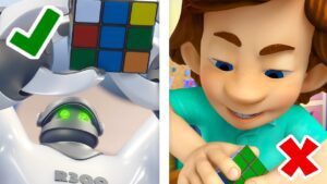 Robot vs Tom Thomas: Rubix Cube CHAMPION! | The Fixies - Kingdom Kids Zone, Little Learners - The Fixies