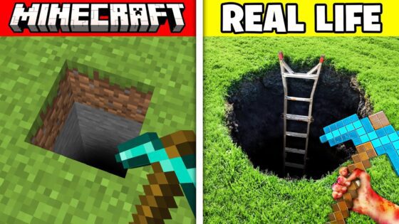 Minecraft, But I Dig Straight Down in REAL LIFE! - Gameplay, Kingdom Kids Zone, Minecraft - EYstreem