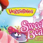 Poster for VeggieTales: Sweetpea Beauty, a girl after God's own heart, featuring Sweetpea in a pink gown and a castle backdrop.