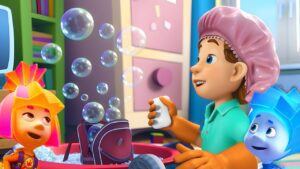 Cleaning Fun with BUBBLES 🧼 | The Fixies | Animation for Kids - Kingdom Kids Zone, Little Learners - The Fixies