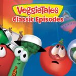 VeggieTales Classic Episodes cover featuring animated vegetables with surprised expressions against a bright, colorful background.