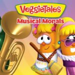 VeggieTales Musical Morals cover with two singing carrot characters, a tuba, and a microphone on a colorful stage.