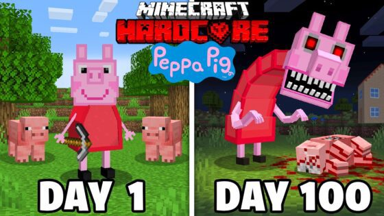 I Survived 100 DAYS as PEPPA PIG in Hardcore Minecraft - Gameplay, Kingdom Kids Zone, Minecraft - EYstreem