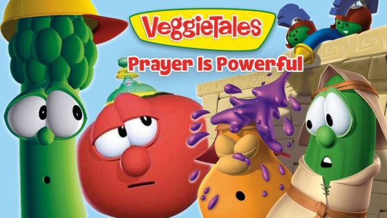 VeggieTales thumbnail with animated vegetables and the title 'Prayer Is Powerful'.