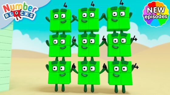 Friendly Fours’ Beach Day | Series 7 | Learn Times Tables | Learn to Count | Numberblocks - Kingdom Kids Zone, Little Learners - Numberblocks