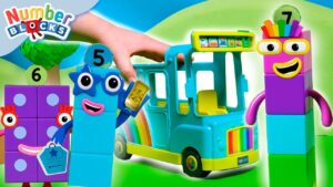 Numberblock Seven's Rainbow Bus Ride | Toy Play & Count | @Numberblocks - Kingdom Kids Zone, Little Learners - Numberblocks