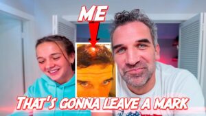 Thumbnail: a smiling couple with a small inset image of a man's head highlighted by a red glow, labeled ME with an arrow; caption reads THAT'S GONNA LEAVE A MARK.
